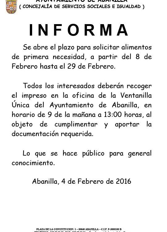 solicitud alimentos 2016