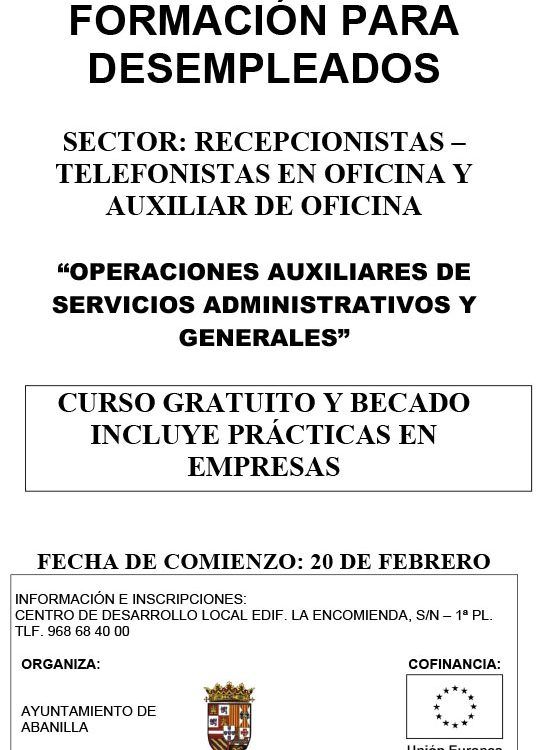 cartel curso recepcionista 2017