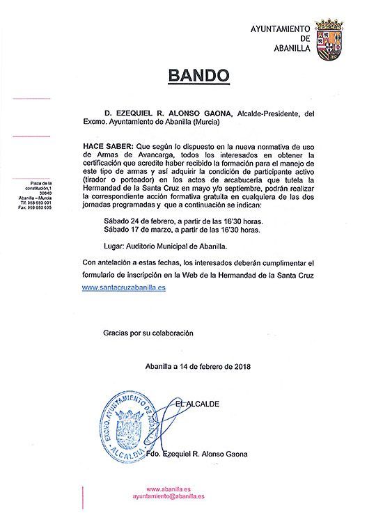Bando curso arcabuceria