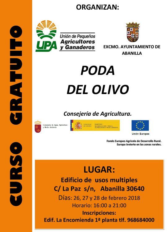 Cartel curso poda olivo