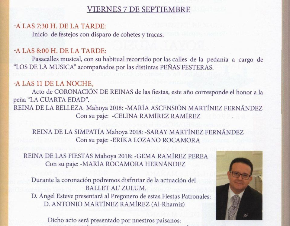 Programa de Fiestas de Mahoya 2018